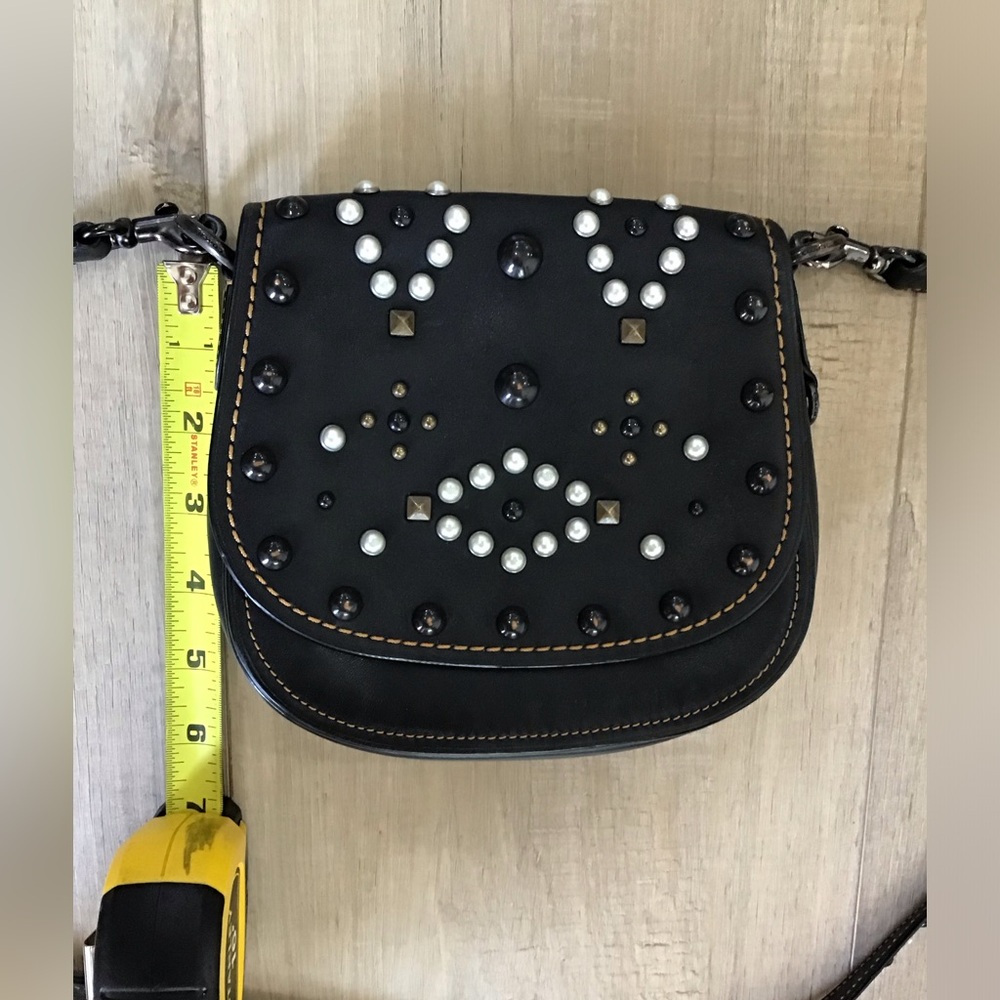 Coach 1941 Saddle 23 Crossbody bag Western Rivets Studs Black Leather - Picture 6 of 8